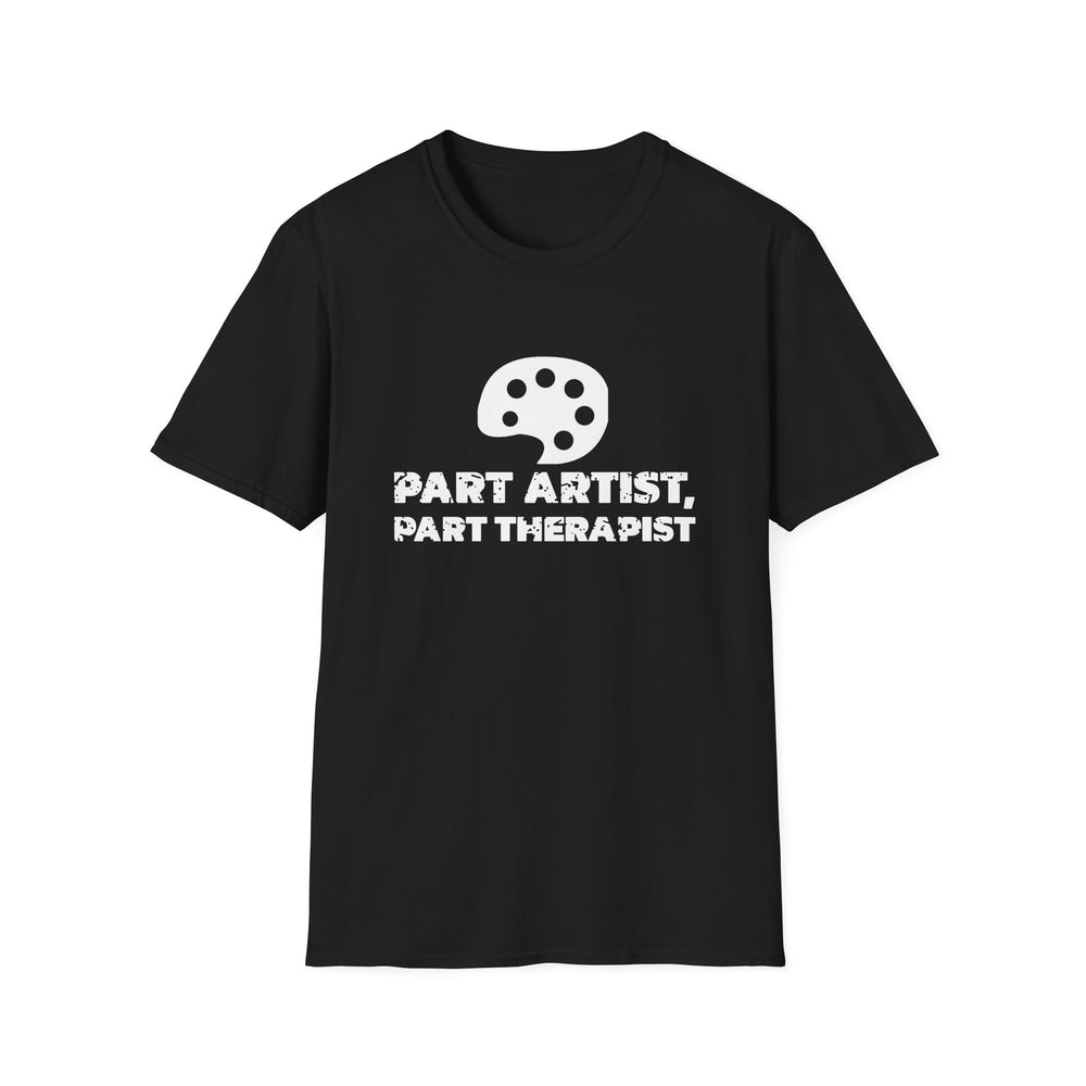 Part Artist, Part Therapist White Ink Tee - front flat mockup