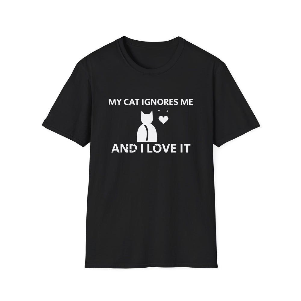 My Cat Ignores Me And I Love It White Ink Tee
