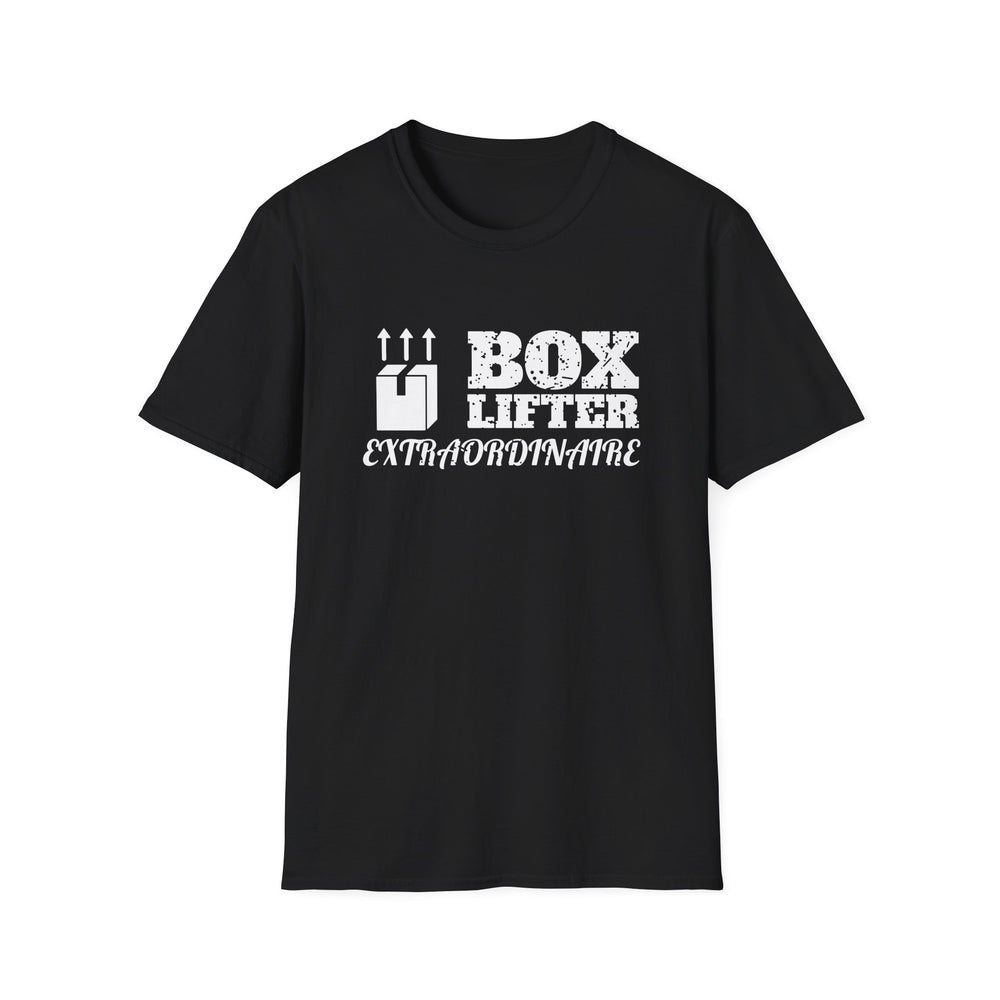 Box Lifter Extraordinaire White Ink Tee - front flat mockup
