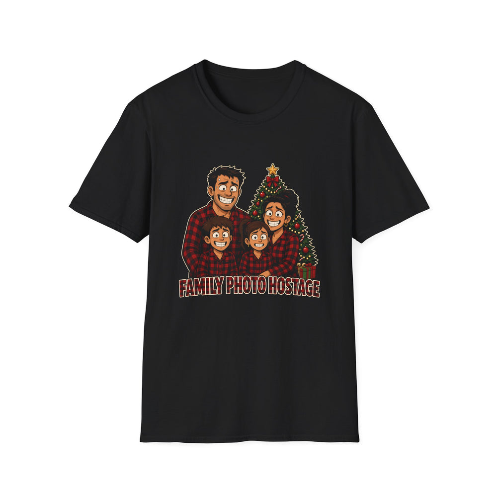 Family Photo Hostage Funny Christmas Tee