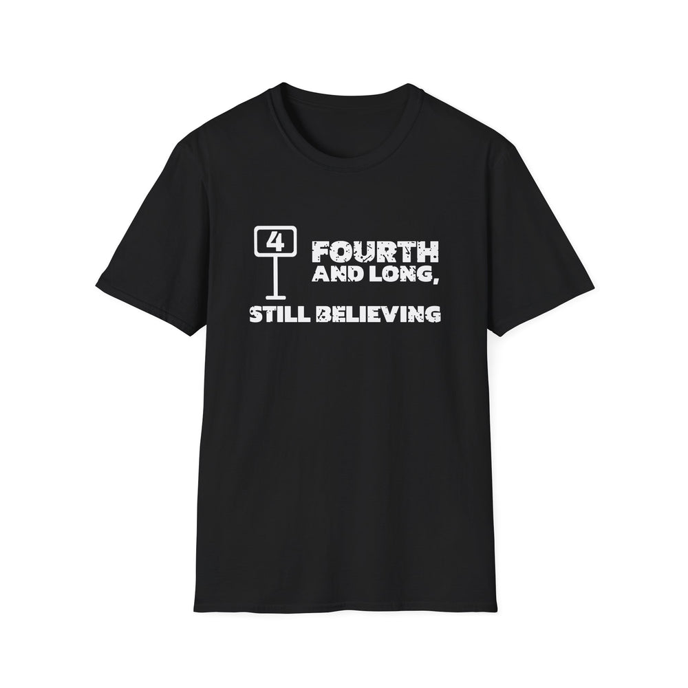 Fourth And Long, Still Believing White Ink Tee - front flat mockup