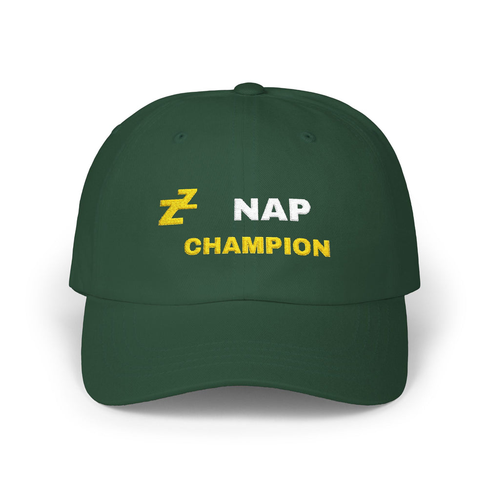 Nap Champion embroidered dad hat, Spruce, front