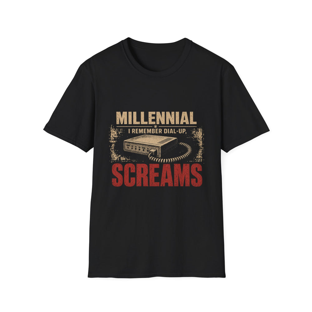 T-Shirt — "Millennial — I Remember Dial-Up Screams" Modem Tee