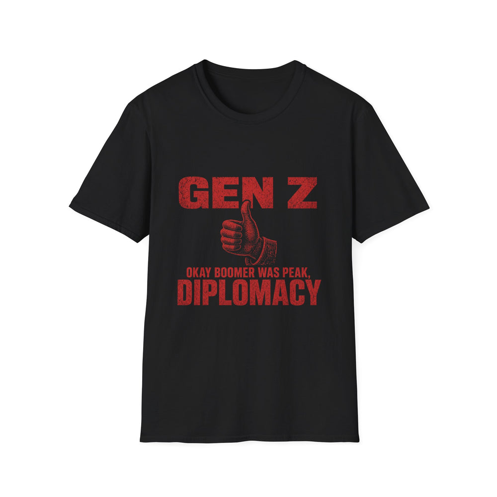 T-Shirt — "Gen Z — Okay Boomer Was Peak Diplomacy" Thumbs Up Tee