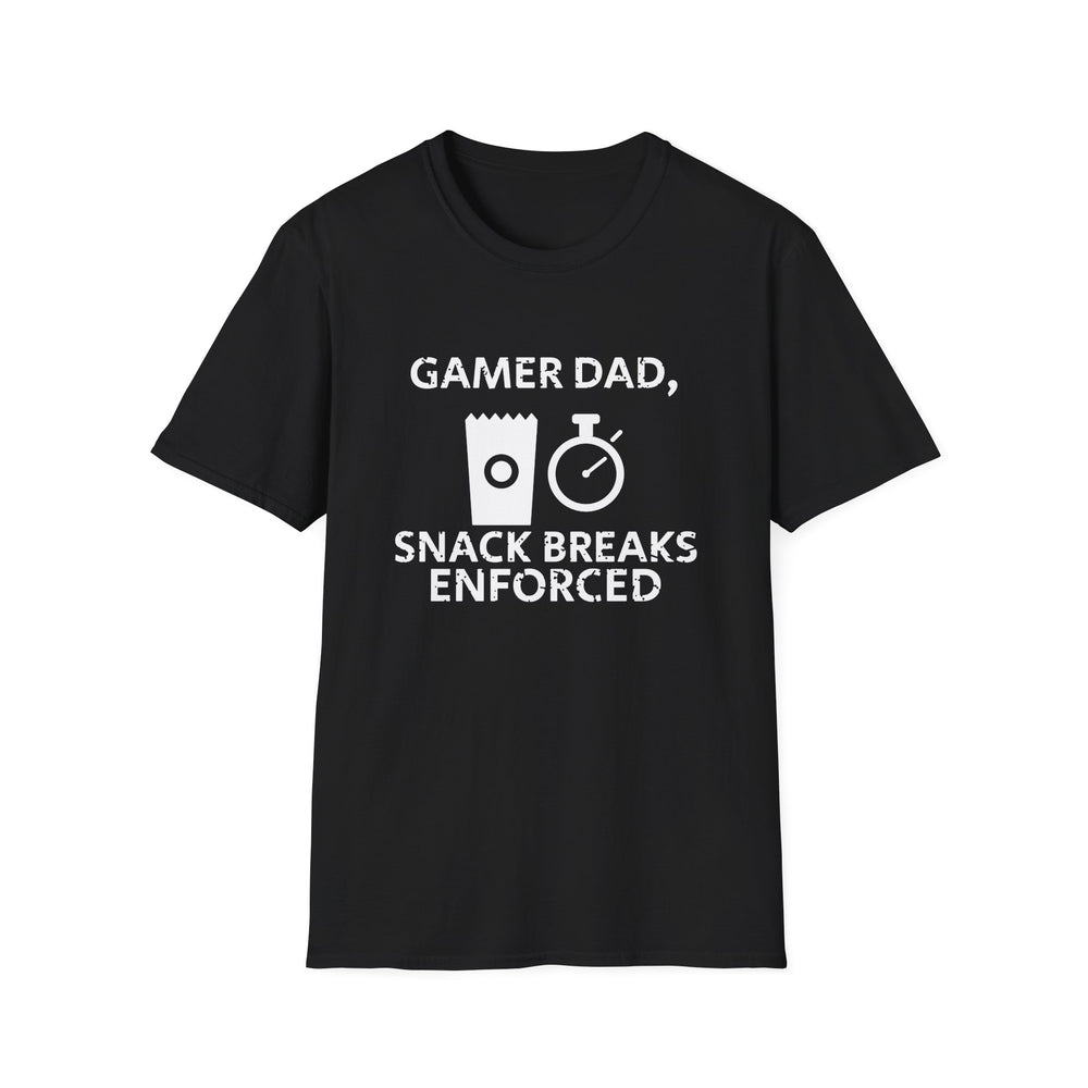 Gamer Dad, Snack Breaks Enforced White Ink Tee