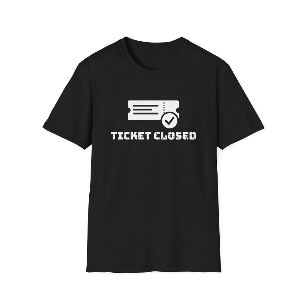 Ticket Closed White Ink Tee - front flat mockup