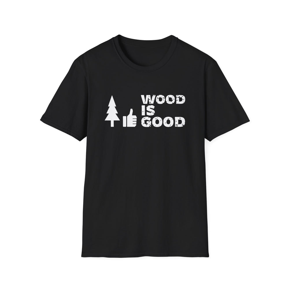 Wood Is Good White Ink Tee - front flat mockup