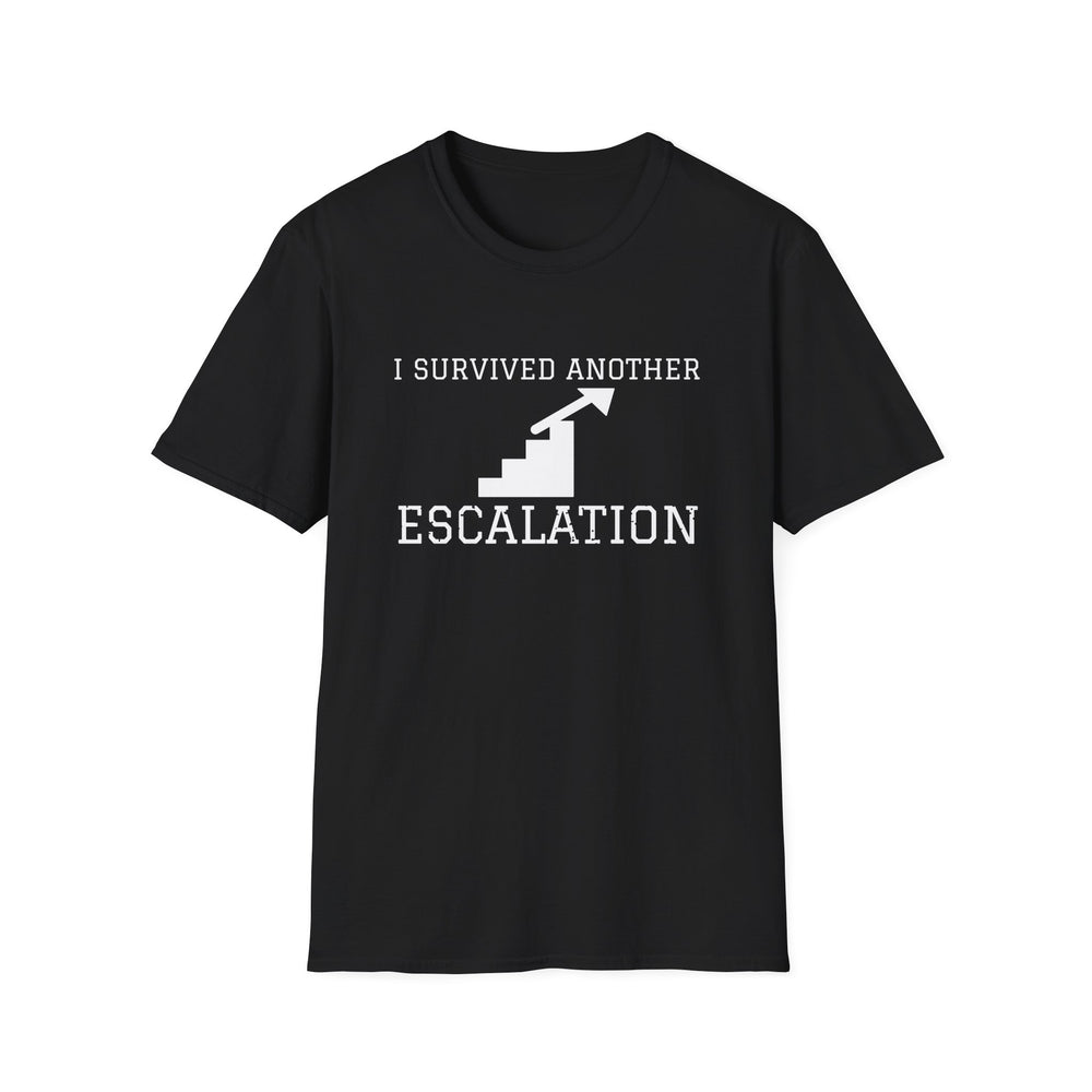 I Survived Another Escalation White Ink Tee - front flat mockup
