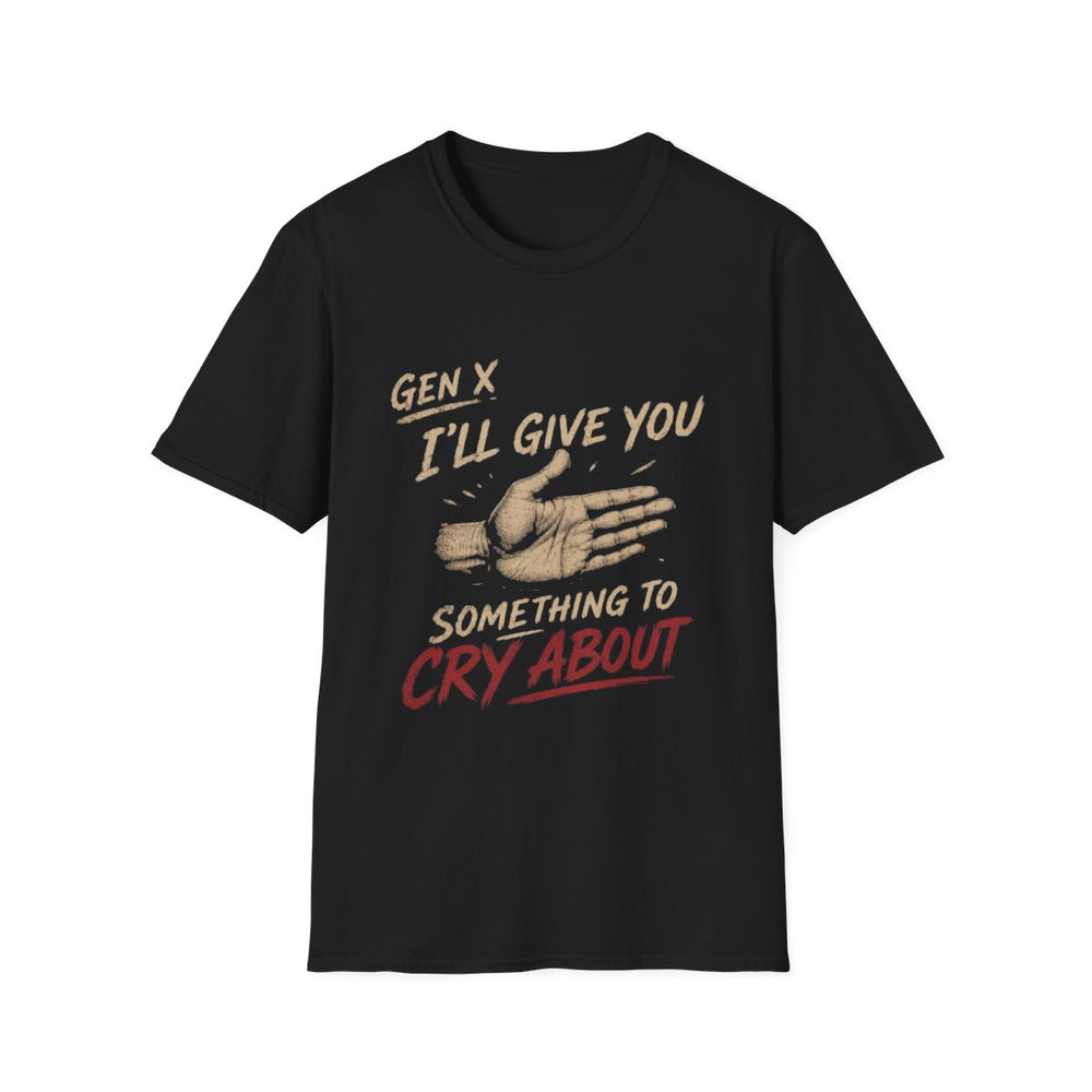 T-Shirt — "Gen X — I'll Give You Something to Cry About" (Color)