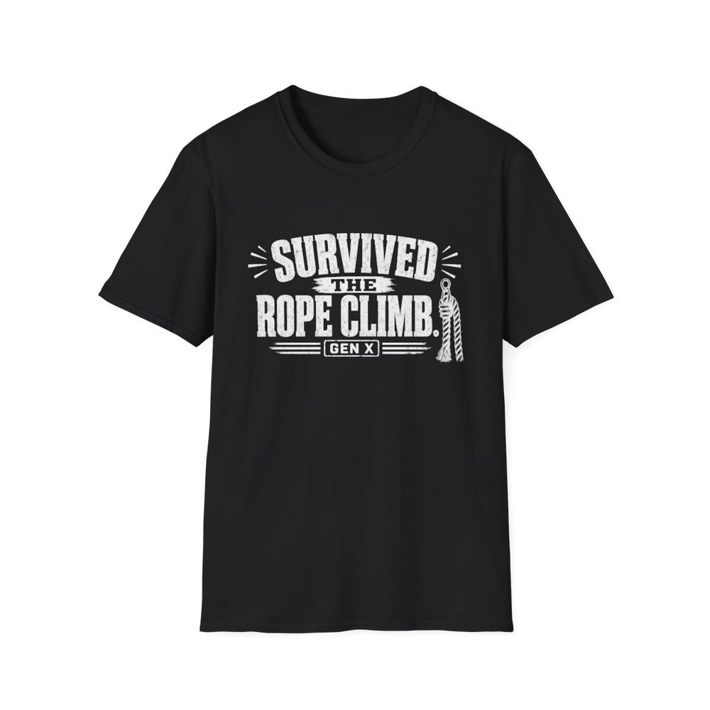 T-Shirt — "Gen X — Survived The Rope Climb" Tee (White Ink)