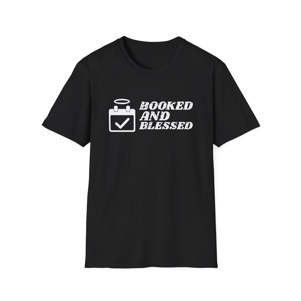 Booked And Blessed White Ink Tee - front flat mockup