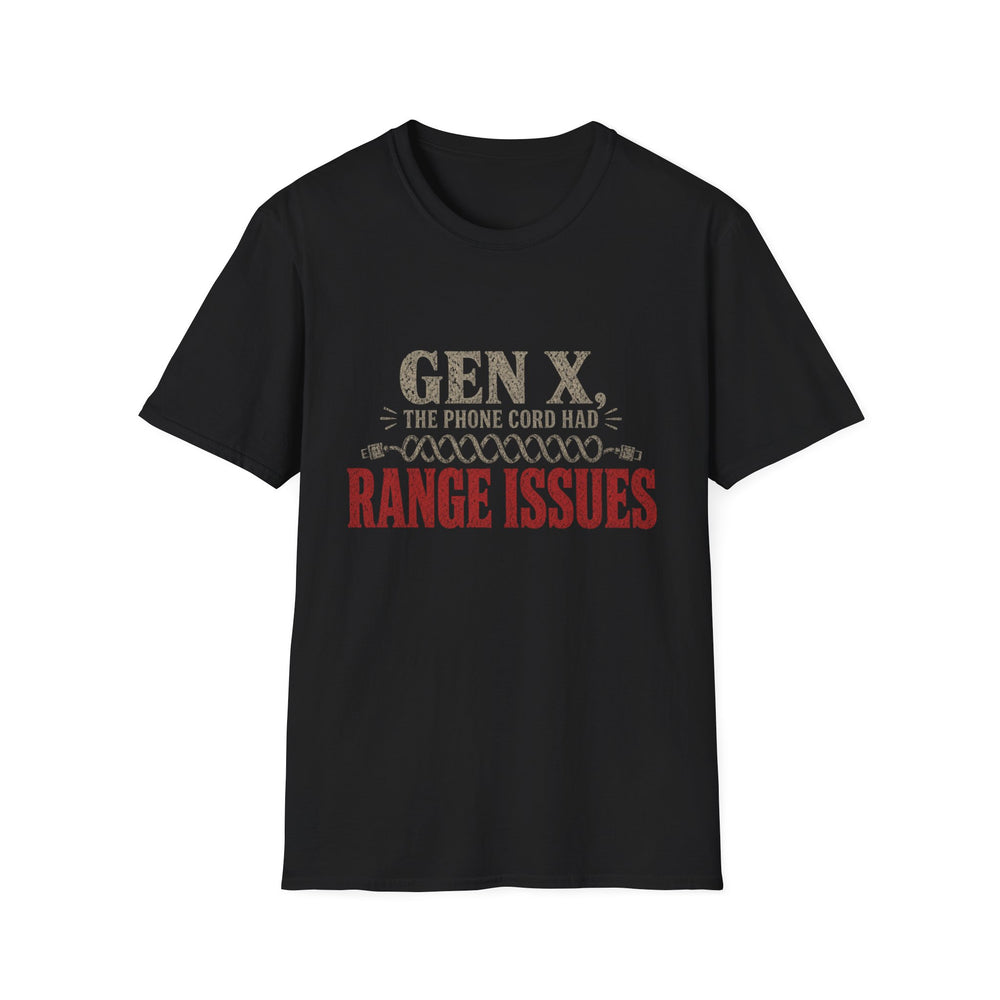 T-Shirt — "Gen X — The Phone Cord Had Range Issues" Phone Cord Historian Tee
