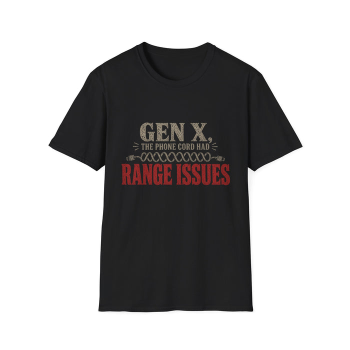 T-Shirt — "Gen X — The Phone Cord Had Range Issues" Phone Cord Historian Tee