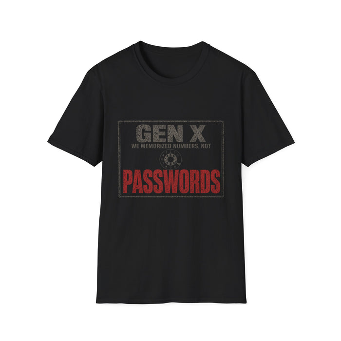 T-Shirt — "Gen X — We Memorized Numbers, Not Passwords" Number Memory Tee