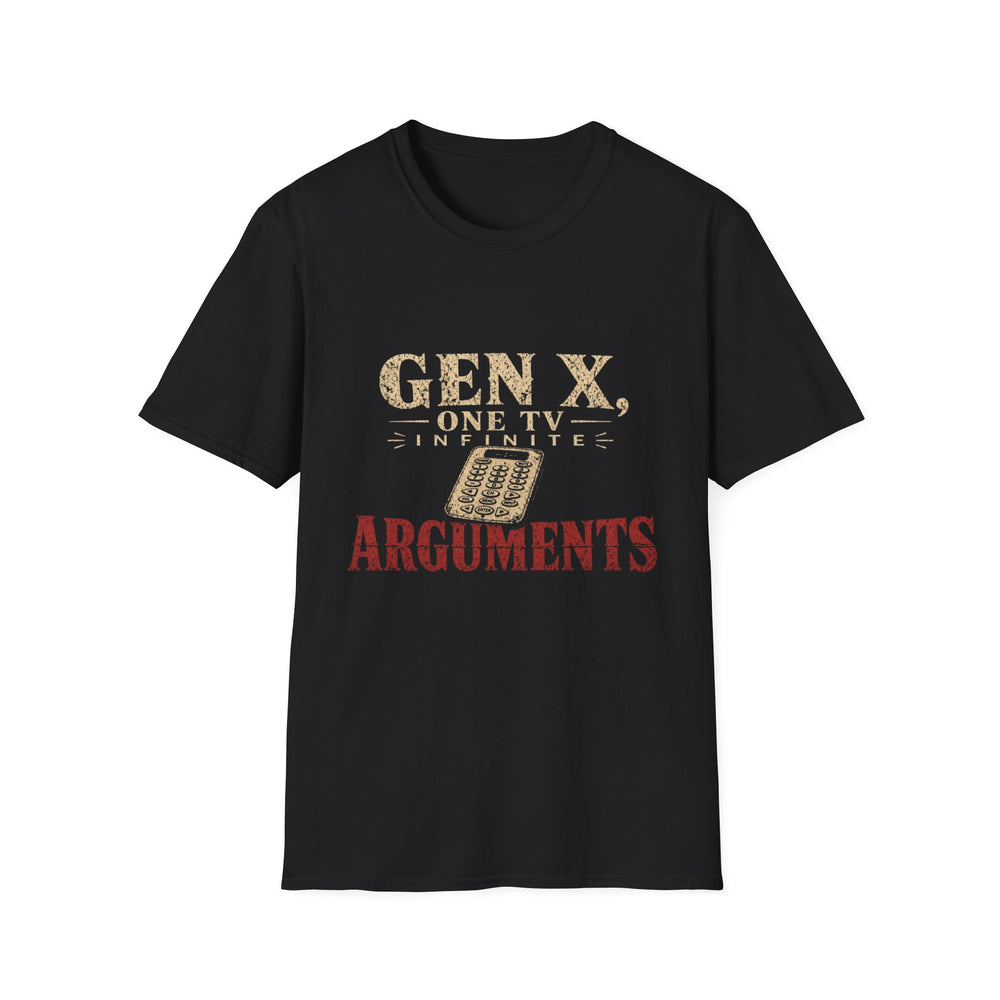 T-Shirt — "Gen X — One TV, Infinite Arguments" Remote Negotiator Tee