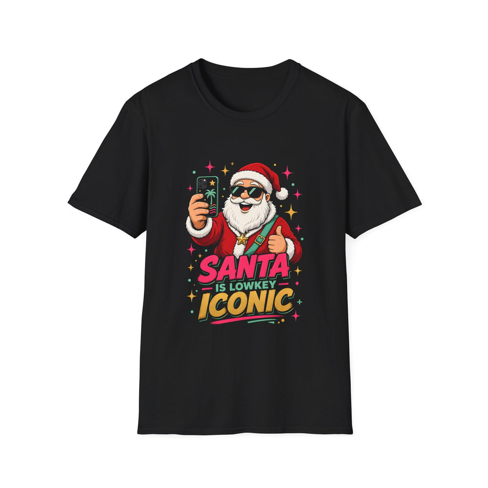 Santa Is Lowkey Iconic Funny Christmas Tee
