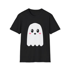 Cute Ghost Halloween tee, black, front