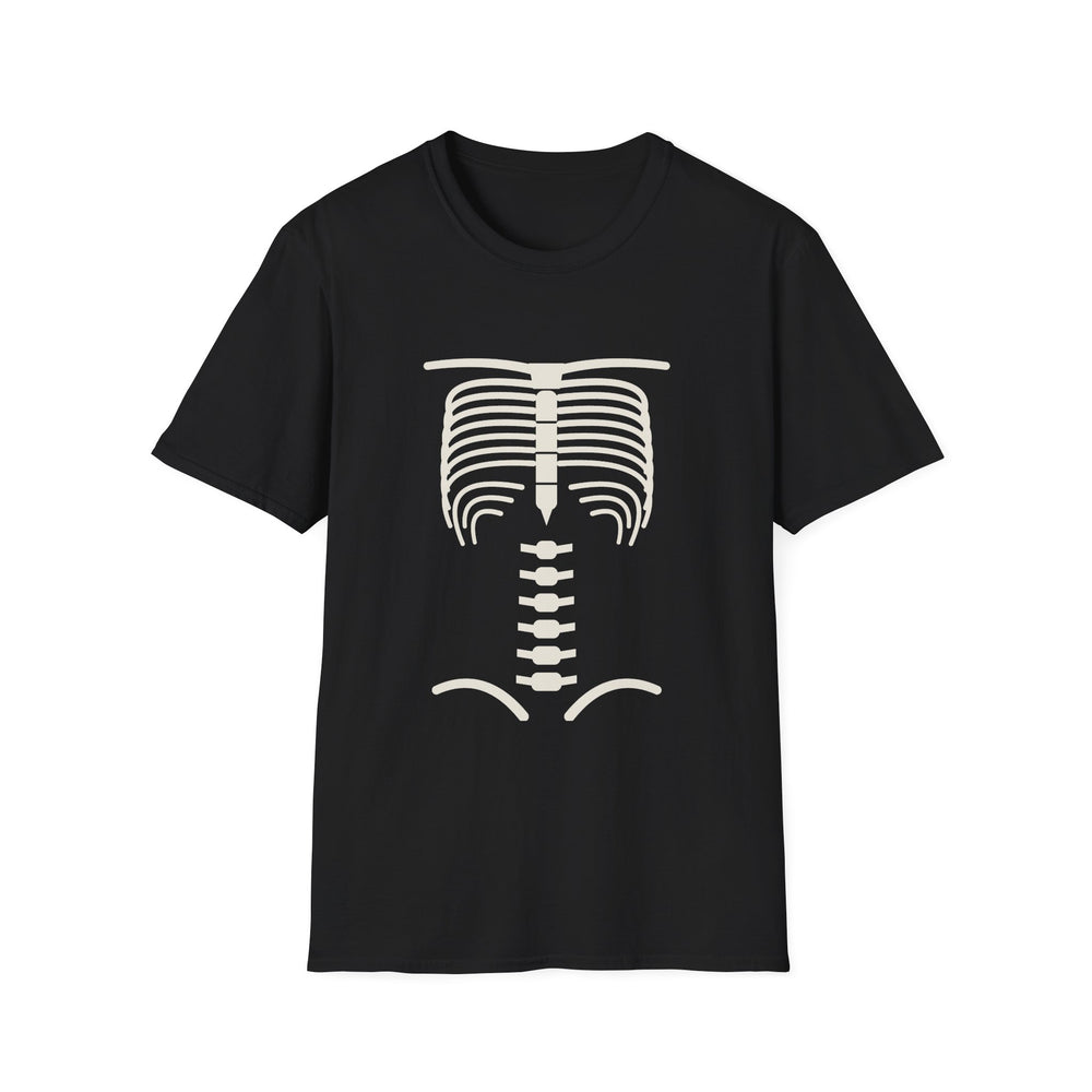 Skeleton Rib Cage Halloween tee, black, front