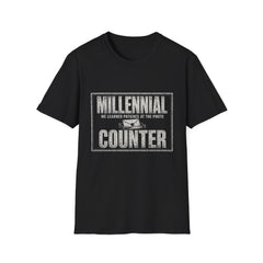 T-Shirt — "Millennial — We Learned Patience at the Photo Counter" Photo Counter White-Ink Tee