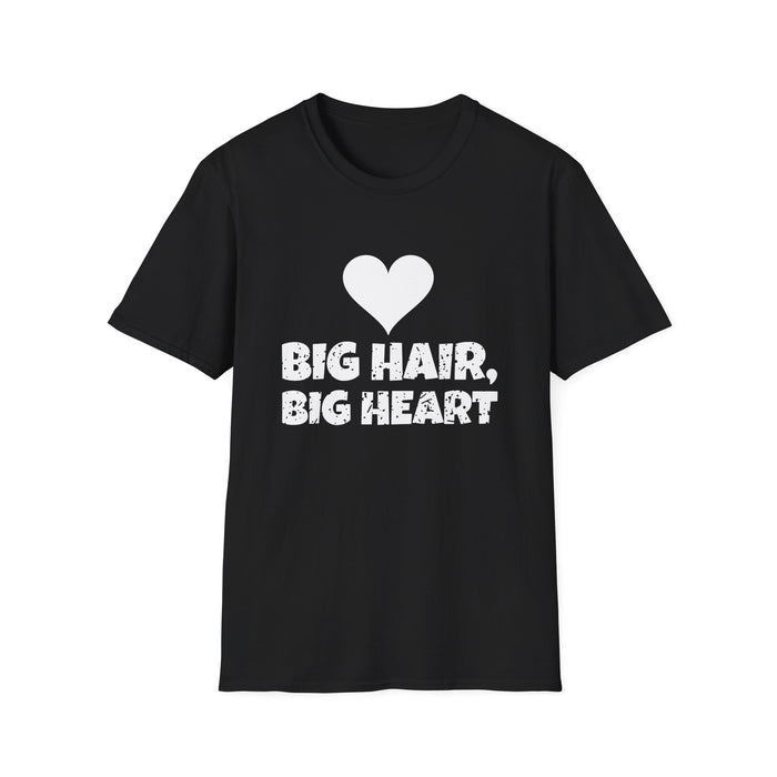 Big Hair, Big Heart White Ink Tee - front flat mockup
