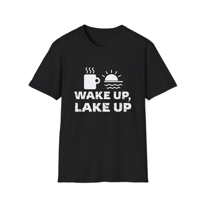 Wake Up, Lake Up White Ink Tee