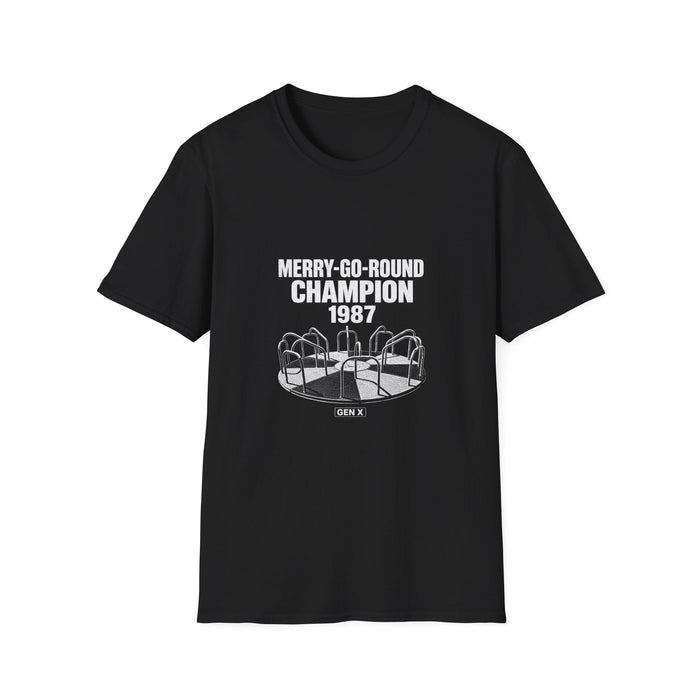 T-Shirt — "Gen X — Merry-Go-Round Champion 1987" Tee (White Ink)
