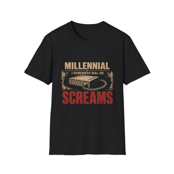 T-Shirt — "Millennial — I Remember Dial-Up Screams" Modem Tee