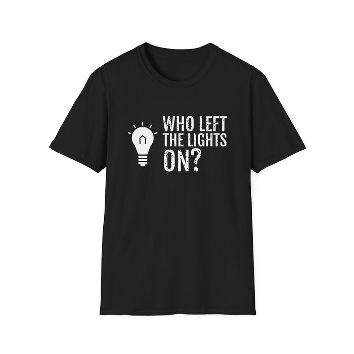 Who Left The Lights On? White Ink Tee - front flat mockup