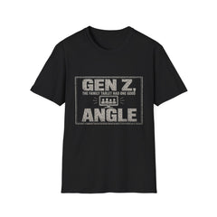 T-Shirt — "Gen Z — The Family Tablet Had One Good Angle" Family Tablet White-Ink Tee