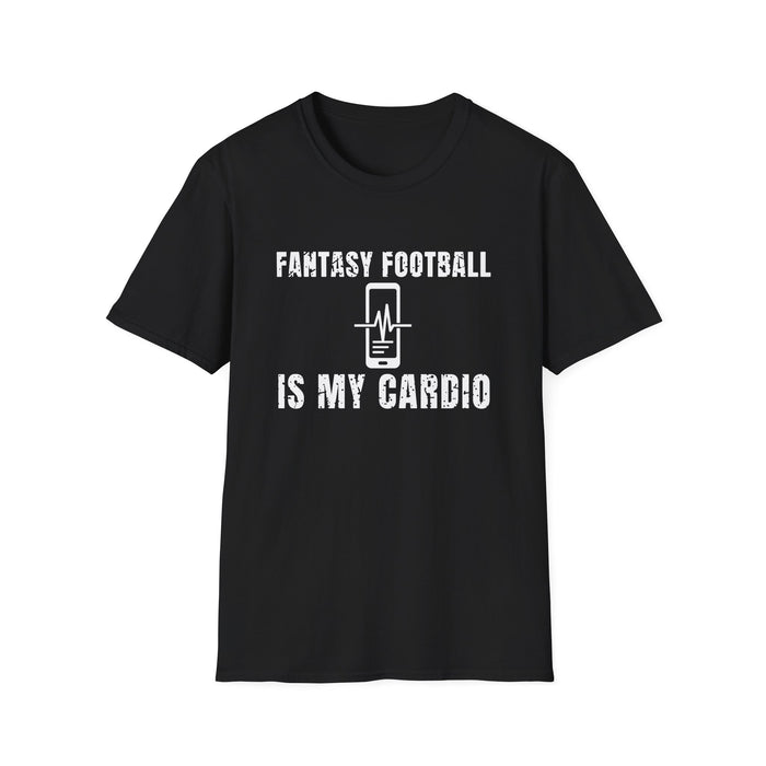 Fantasy Football Is My Cardio White Ink Tee - front flat mockup