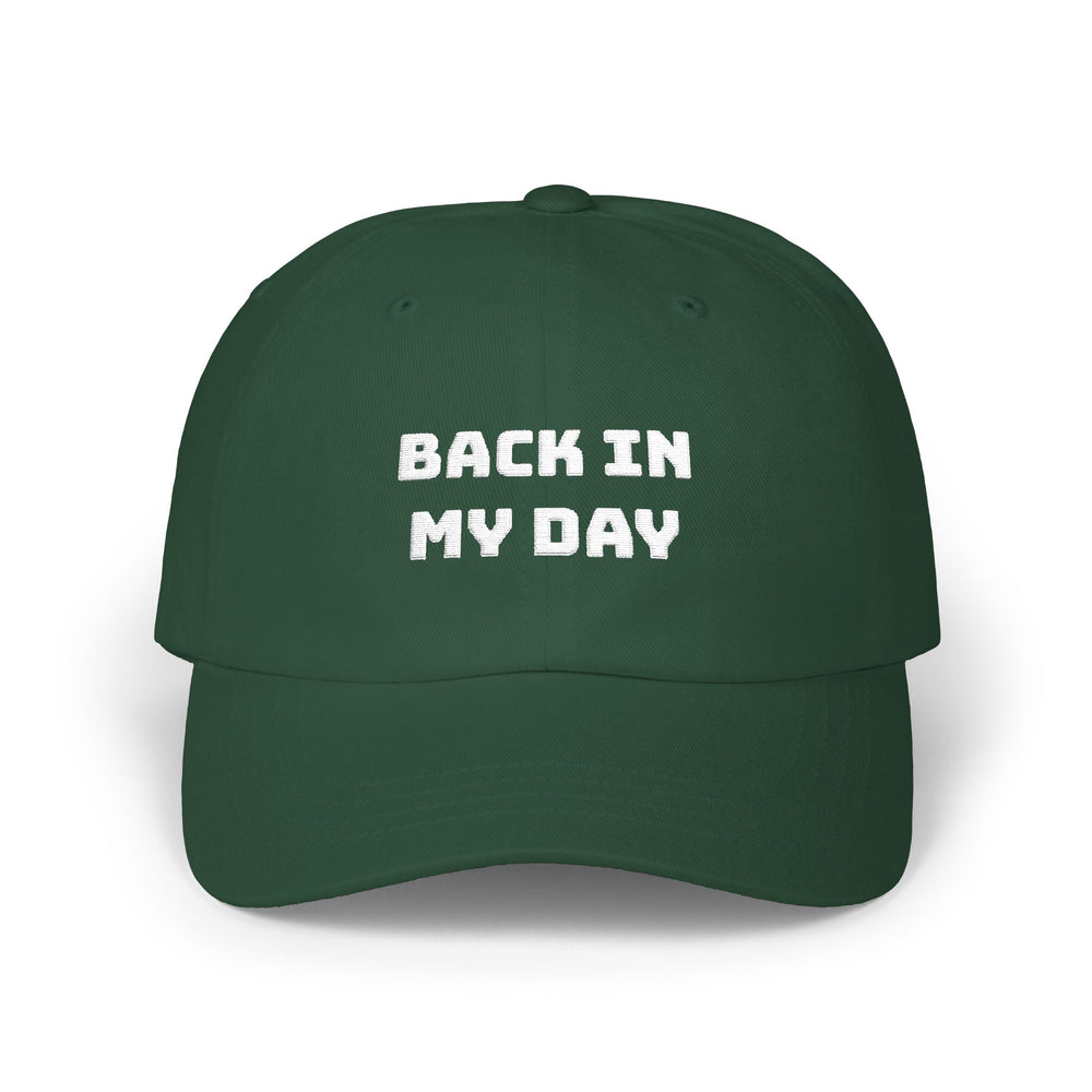 Back In My Day embroidered dad hat, Spruce, front