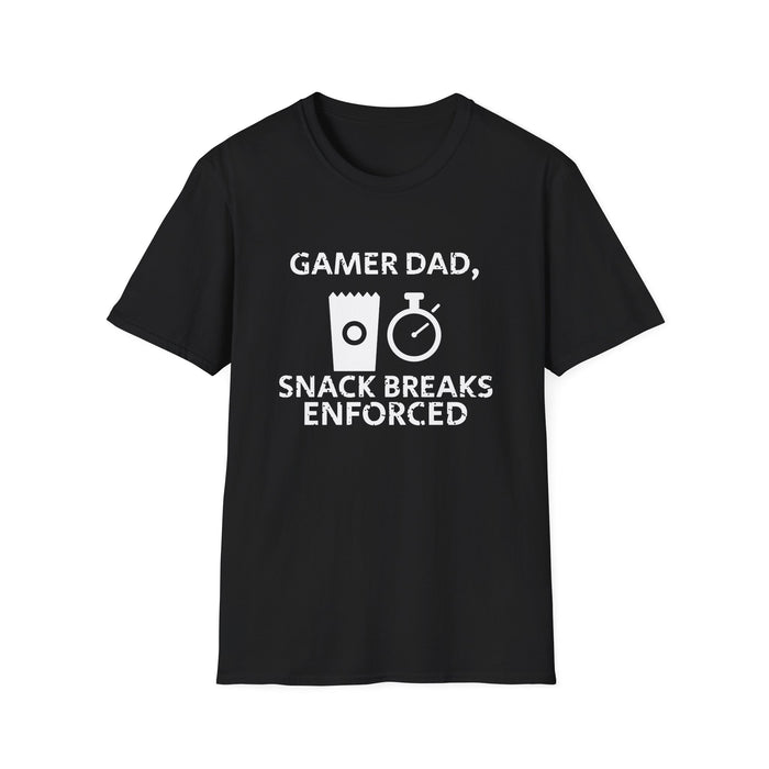 Gamer Dad, Snack Breaks Enforced White Ink Tee