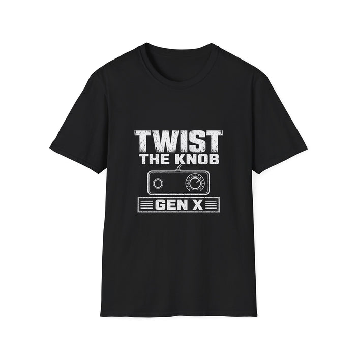 T-Shirt — "Gen X — Twist The Knob" Tee (White Ink)