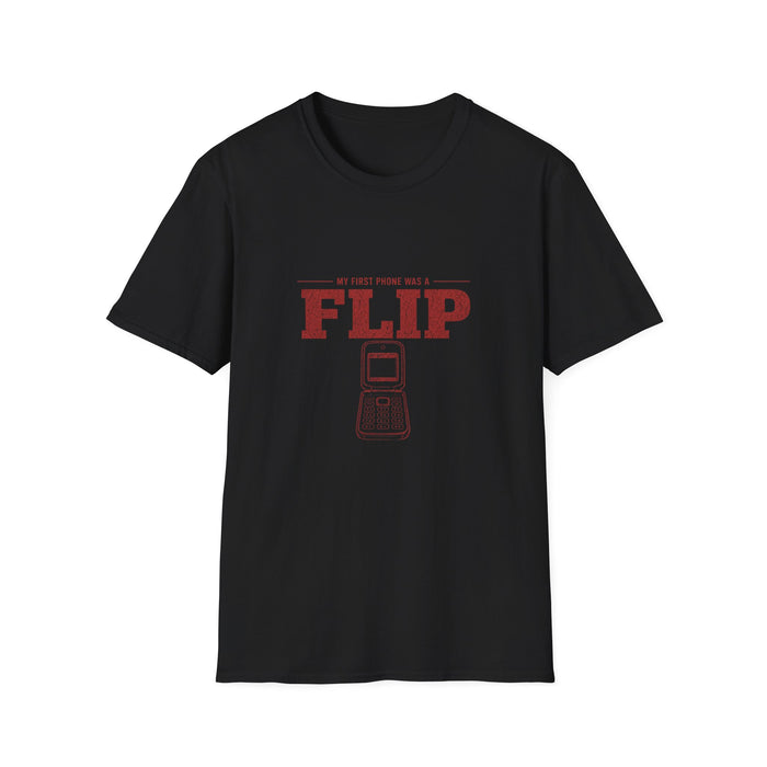 T-Shirt — "Millennial — My First Phone Was a Flip" Flip Phone Tee