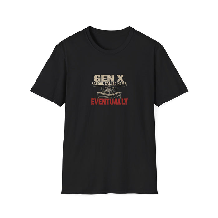 T-Shirt — "Gen X — School Called Home, Eventually" School Call Survivor Tee