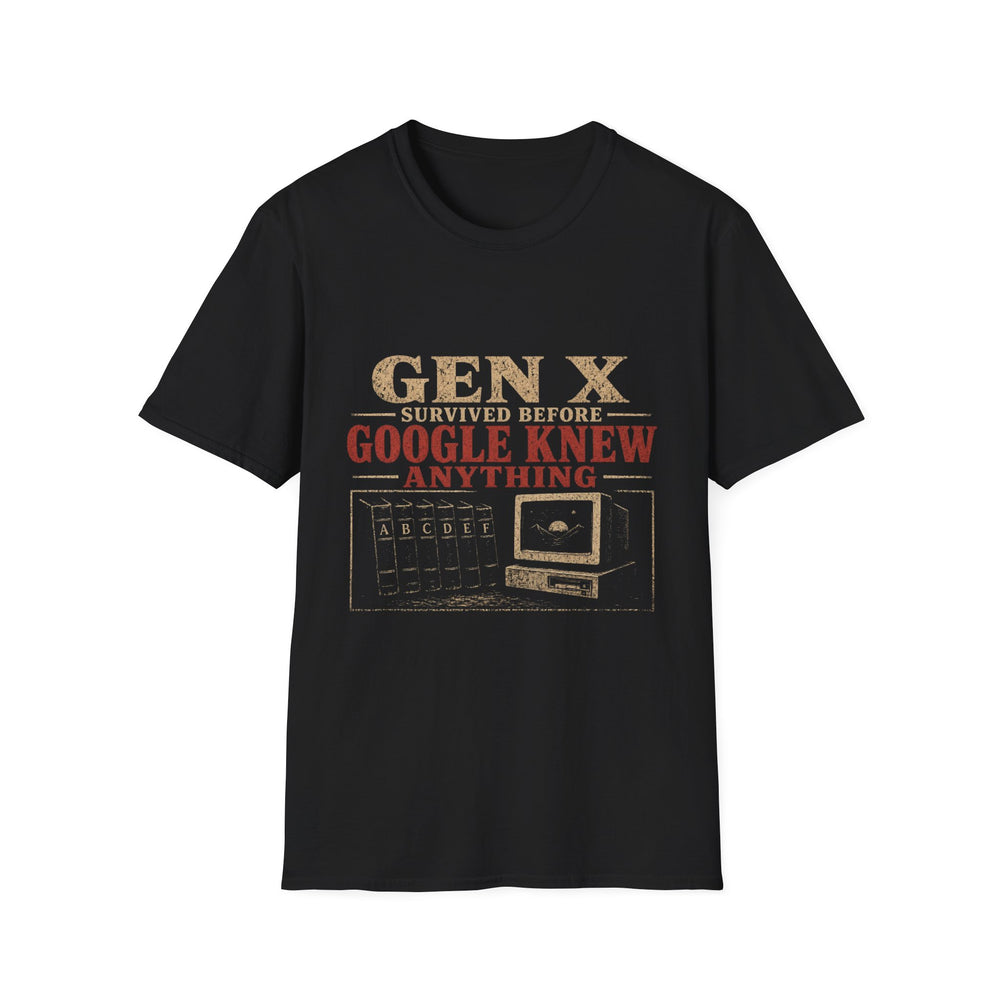 T-Shirt — "Gen X — Survived Before Google Knew Anything" Encyclopedia Tee