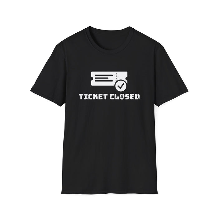 Ticket Closed White Ink Tee - front flat mockup