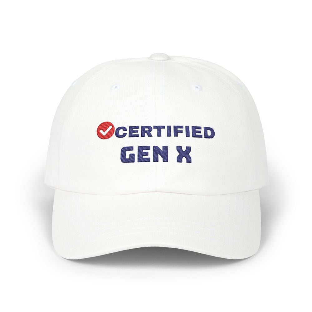 Certified Gen X embroidered dad hat, White, front