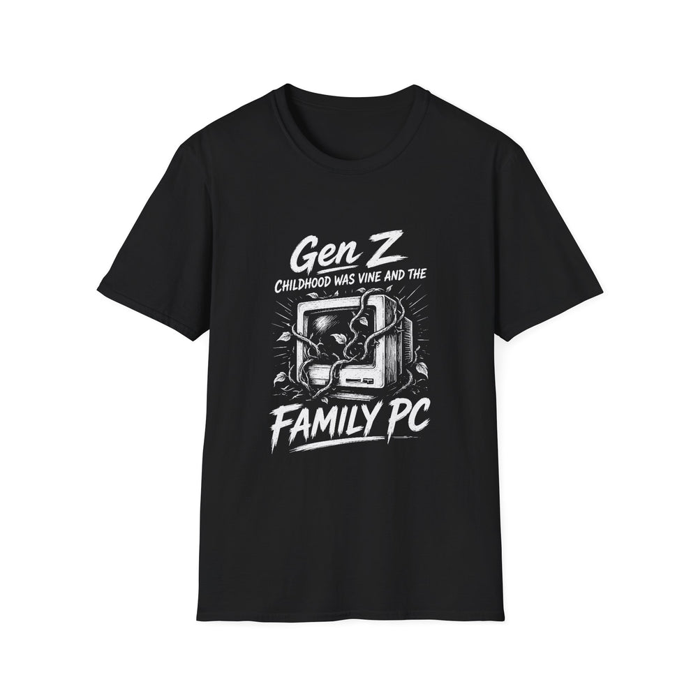 T-Shirt — "Gen Z — Childhood Was Vine and the Family PC" Retro PC Tee (White Ink)